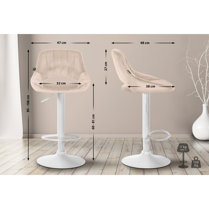 2er Set Barhocker HLO-CP278 Samt W ~ creme