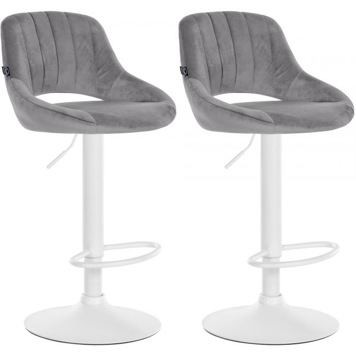 2er Set Barhocker HLO-CP278 Samt W ~ dunkelgrau