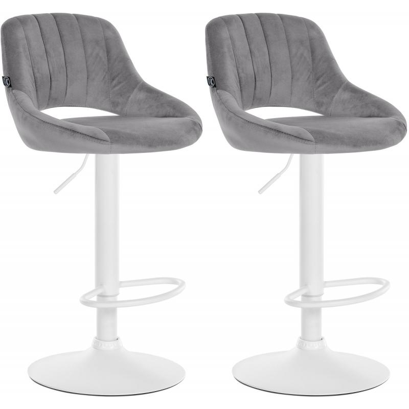 2er Set Barhocker HLO-CP278 Samt W ~ dunkelgrau