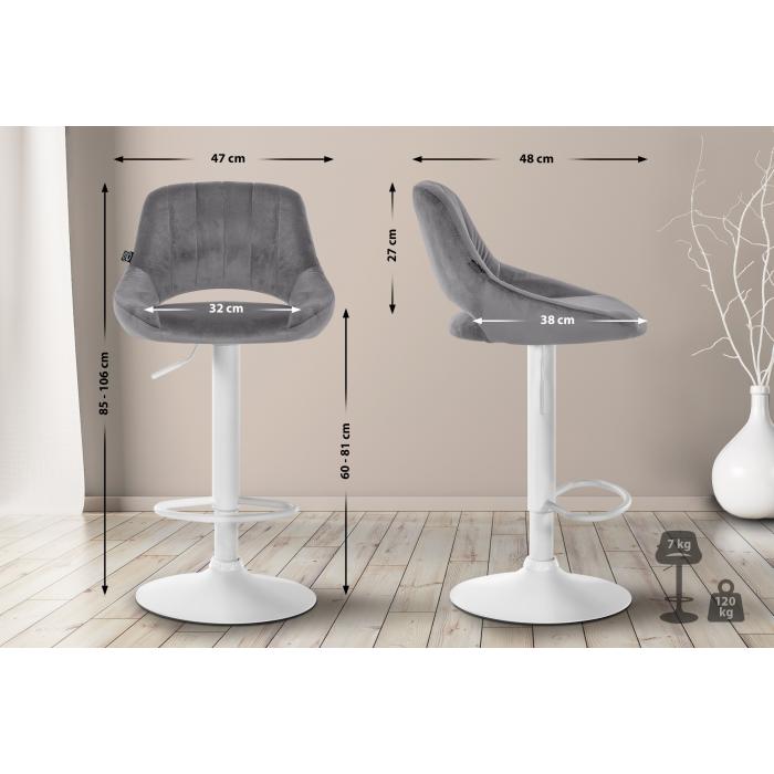 2er Set Barhocker HLO-CP278 Samt W ~ dunkelgrau