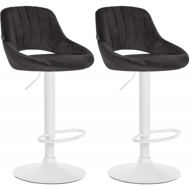 2er Set Barhocker HLO-CP278 Samt W ~ schwarz