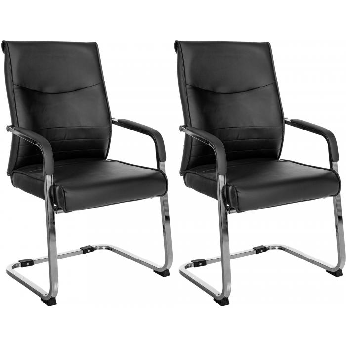 2er Set Besucherstuhl HLO-CP112 ~ schwarz
