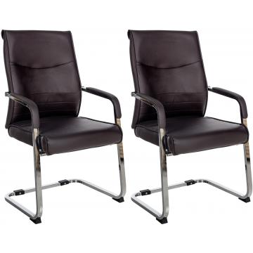 2er Set Besucherstuhl HLO-CP112 ~ braun