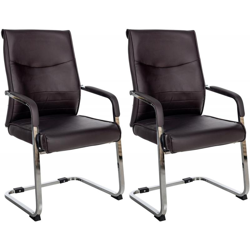 2er Set Besucherstuhl HLO-CP112 ~ braun