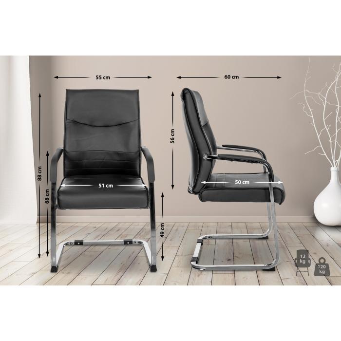 2er Set Besucherstuhl HLO-CP112 ~ schwarz