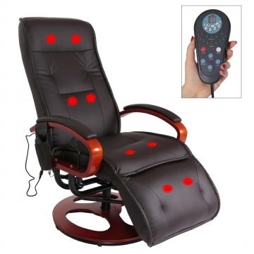 Retourenware | Relaxliege ARLES II, Relaxsessel MIT Massage, Massagesessel ~ Kunstleder, coffee