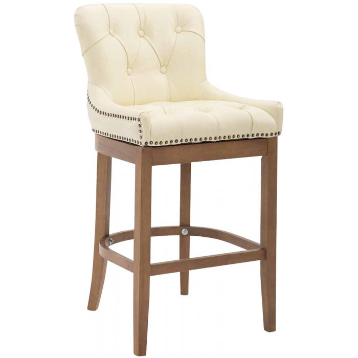 Barhocker HLO-CP26 Echtleder, Antik-hell ~ creme