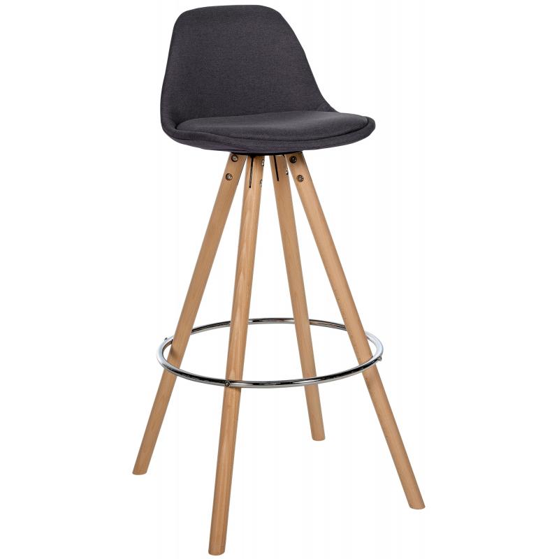 Barhocker HLO-CP311 Stoff Rund natura ~ dunkelgrau