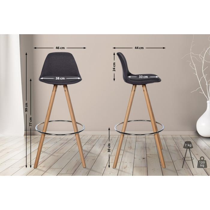 Barhocker HLO-CP311 Stoff Rund natura ~ dunkelgrau