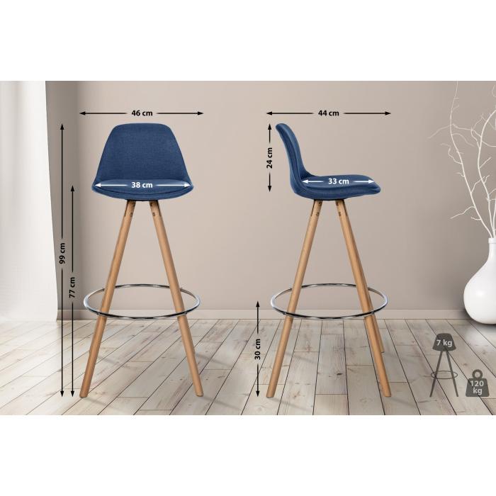 Barhocker HLO-CP311 Stoff Rund natura ~ blau