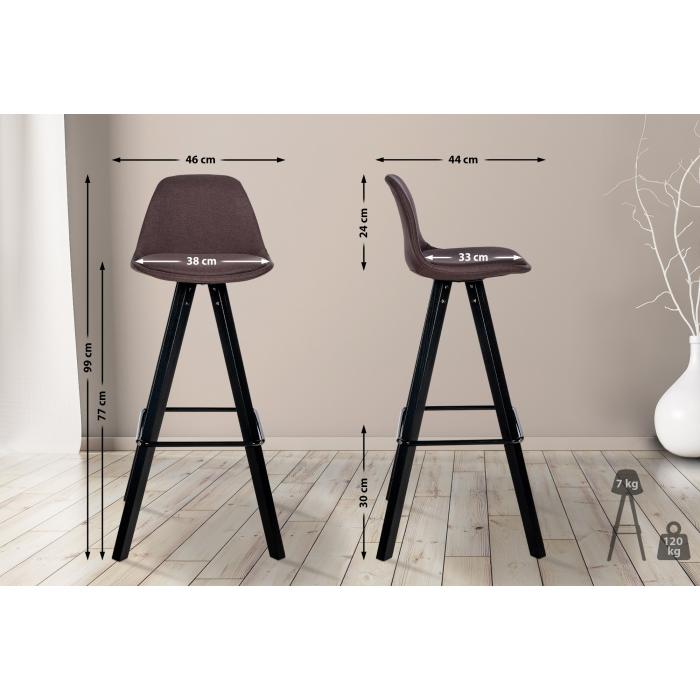 Barhocker HLO-CP311 Stoff Square schwarz ~ braun