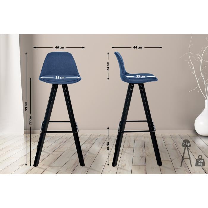 Barhocker HLO-CP311 Stoff Square schwarz ~ blau