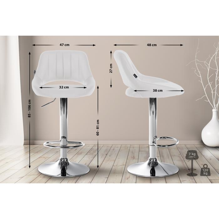 Barhocker HLO-CP277 Kunstleder chrom ~ wei
