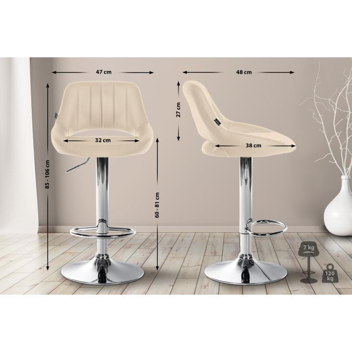 2er Set Barhocker HLO-CP277 Kunstleder C ~ creme
