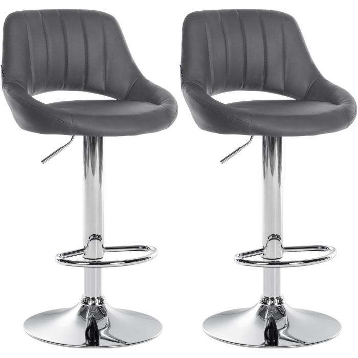 2er Set Barhocker HLO-CP277 Kunstleder C ~ grau