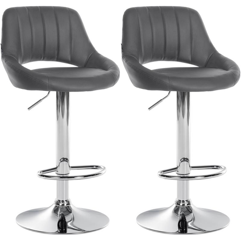 2er Set Barhocker HLO-CP277 Kunstleder C ~ grau