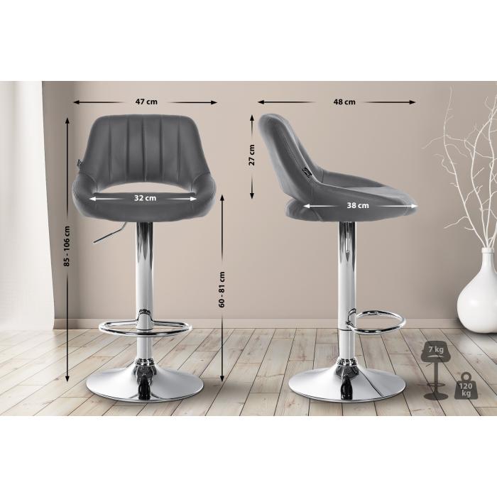 2er Set Barhocker HLO-CP277 Kunstleder C ~ grau