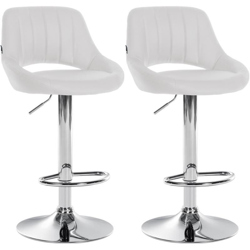2er Set Barhocker HLO-CP277 Kunstleder C ~ wei
