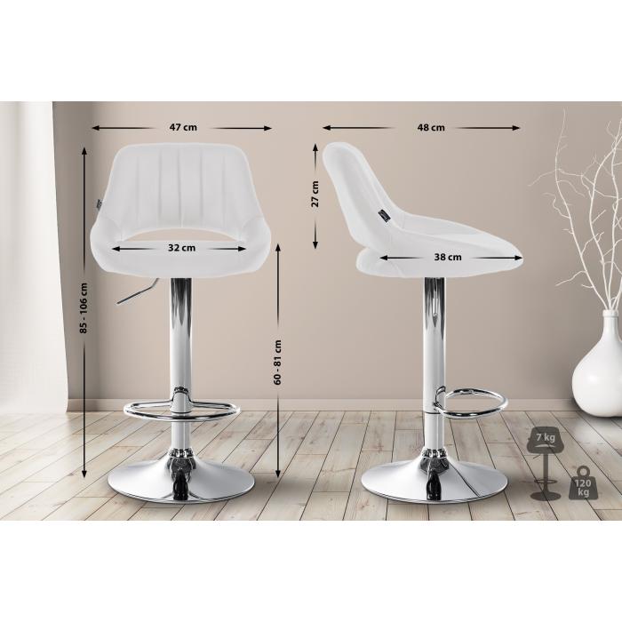 2er Set Barhocker HLO-CP277 Kunstleder C ~ wei