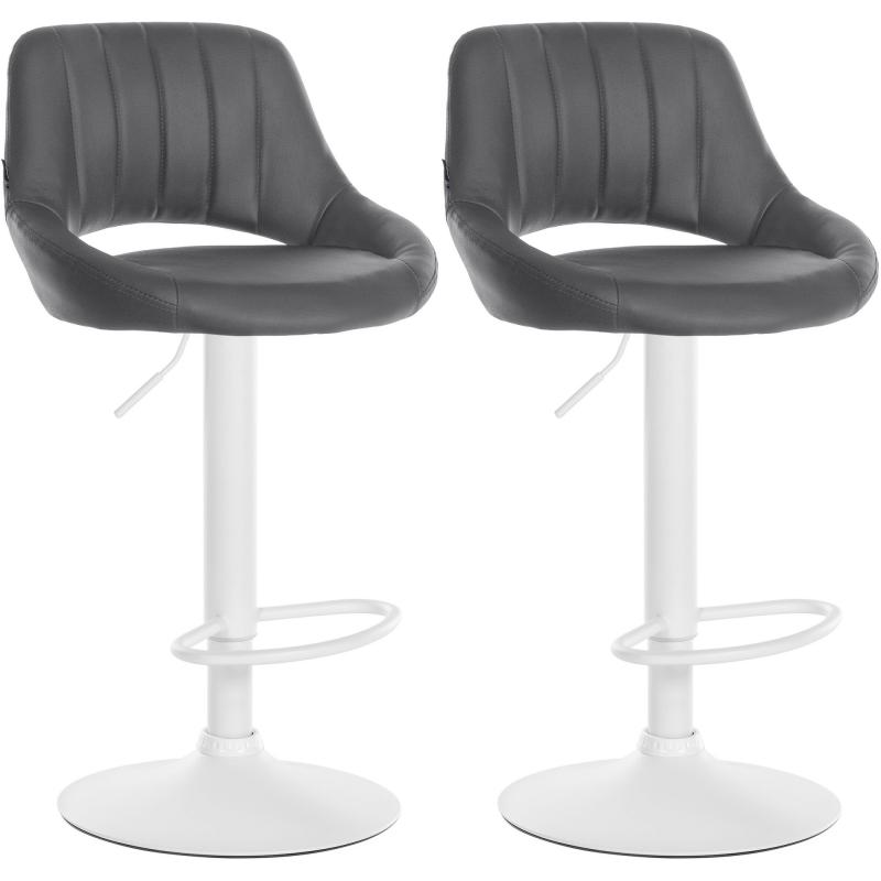 2er Set Barhocker HLO-CP277 Kunstleder W ~ grau