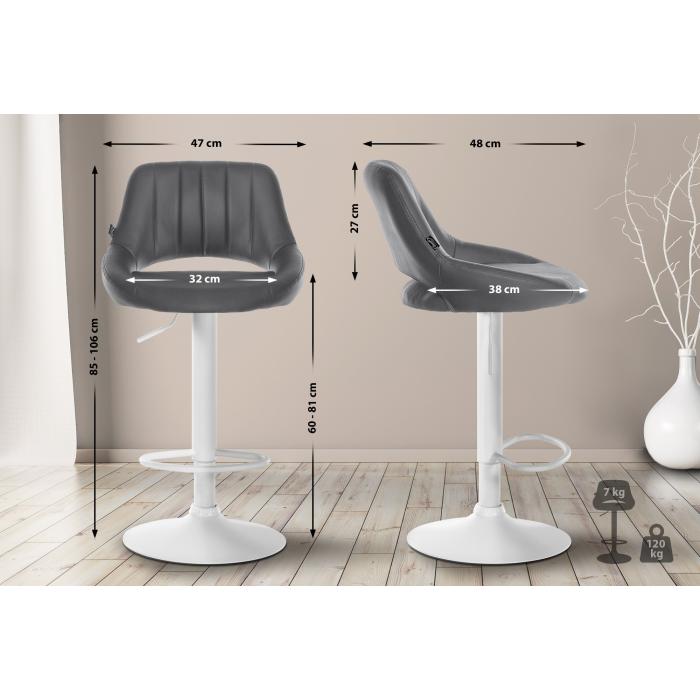 2er Set Barhocker HLO-CP277 Kunstleder W ~ grau