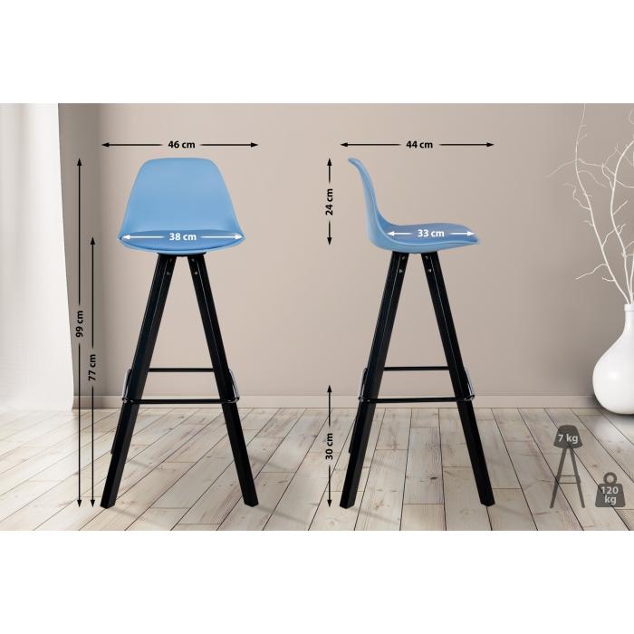 Barhocker HLO-CP310 Kunstleder Square schwarz ~ blau