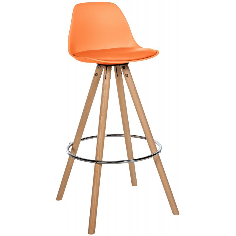 Barhocker HLO-CP310 Kunstleder Rund natura ~ orange