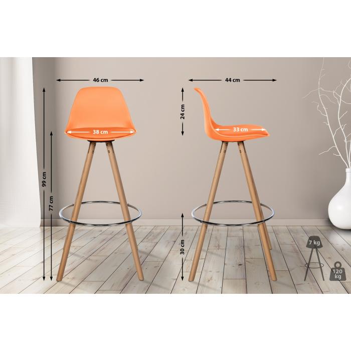 Barhocker HLO-CP310 Kunstleder Rund natura ~ orange