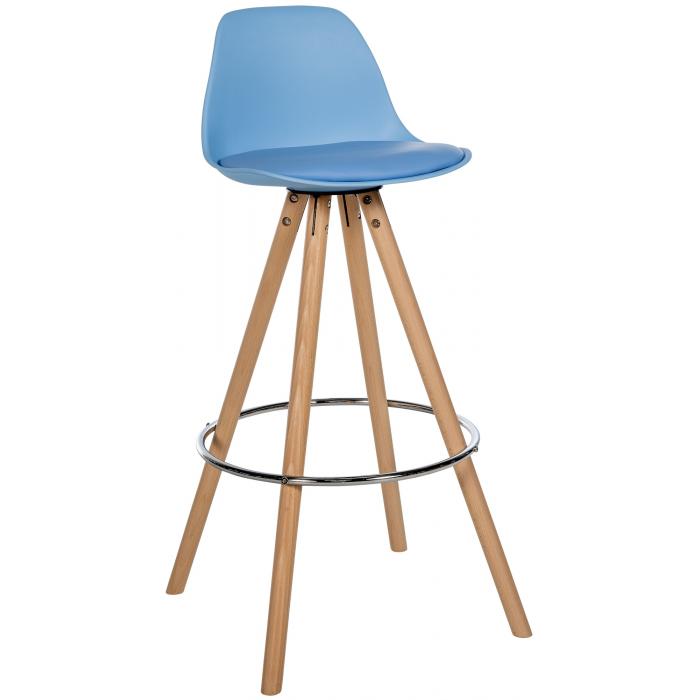 Barhocker HLO-CP310 Kunstleder Rund natura ~ blau