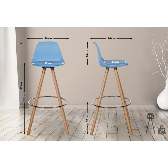 Barhocker HLO-CP310 Kunstleder Rund natura ~ blau