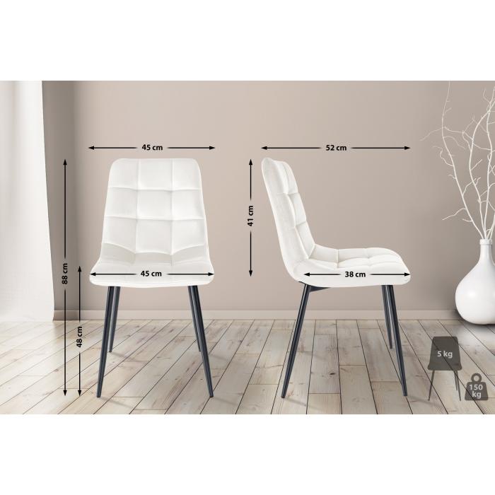 2er Set Esszimmerstuhl HLO-CP5 Samt ~ cremewei