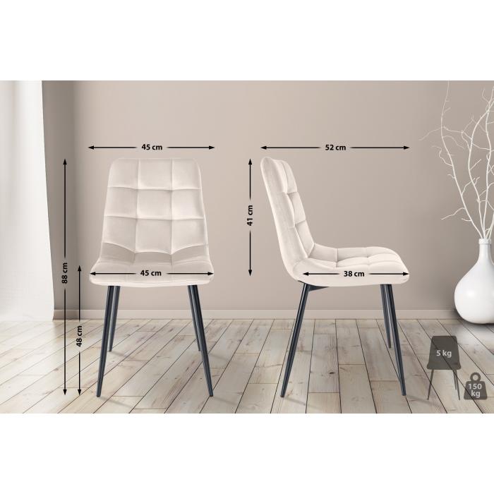 4er Set Esszimmerstuhl HLO-CP5 Samt ~ creme