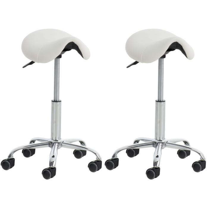 2er Set Arbeitshocker HLO-CP130 Kunstleder ~ wei