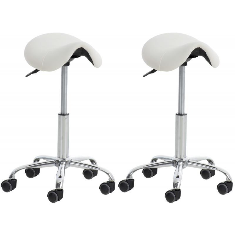 2er Set Arbeitshocker HLO-CP130 Kunstleder ~ wei