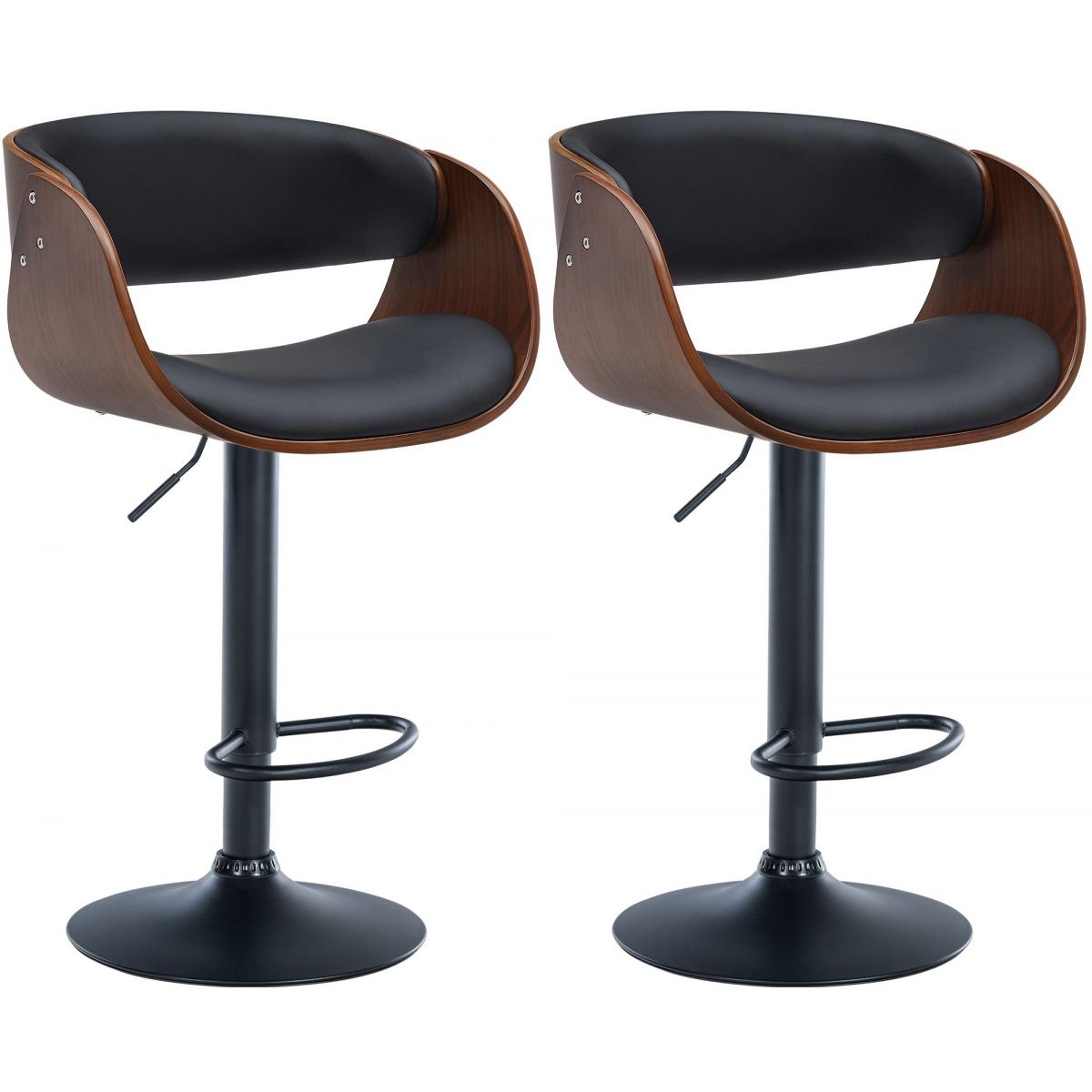 2er Set Barhocker HLO-CP292 Kunstleder B ~ walnuss/schwarz
