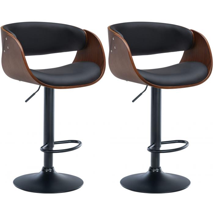 2er Set Barhocker HLO-CP292 Kunstleder B ~ walnuss/schwarz