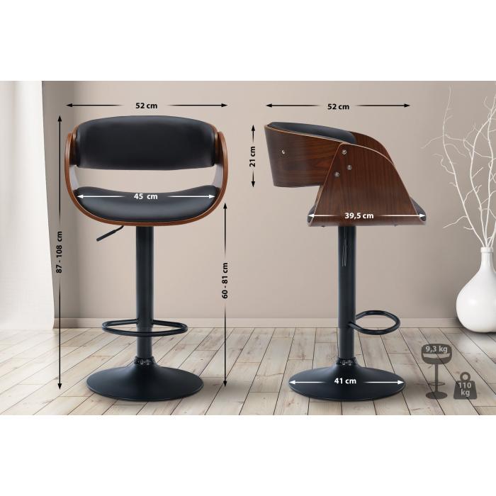 2er Set Barhocker HLO-CP292 Kunstleder B ~ walnuss/schwarz
