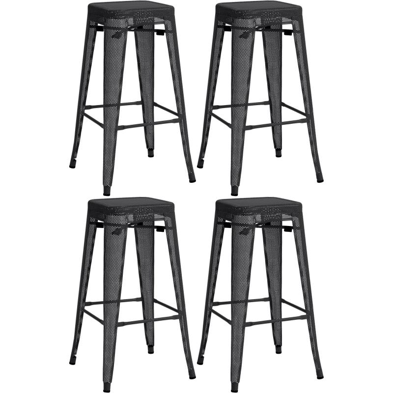 4er Set Barhocker HLO-CP305 ~ schwarz