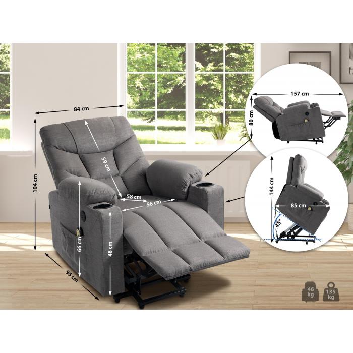 Sessel HLO-CP15 Stoff ~ dunkelgrau