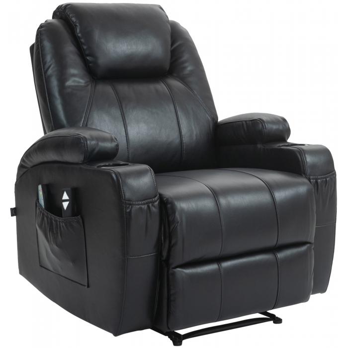 Sessel HLO-CP2 mit Massagefunktion Kunstleder ~ schwarz