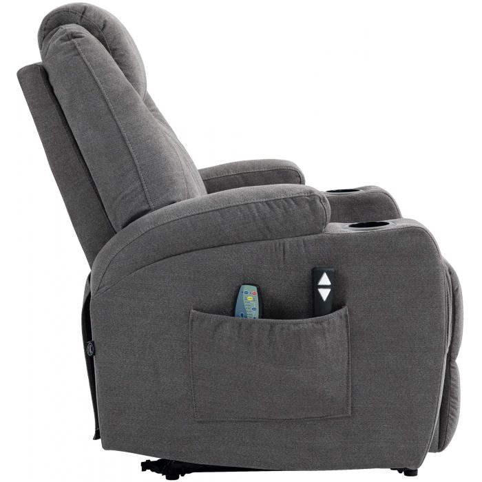 Sessel HLO-CP3 mit Massagefunktion Stoff ~ dunkelgrau