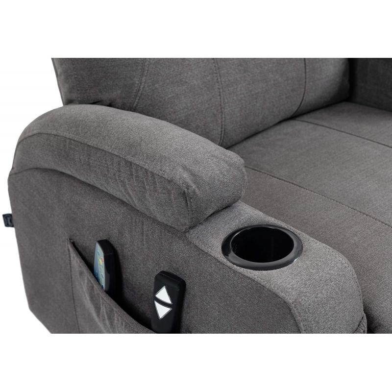 Sessel HLO-CP3 mit Massagefunktion Stoff ~ dunkelgrau