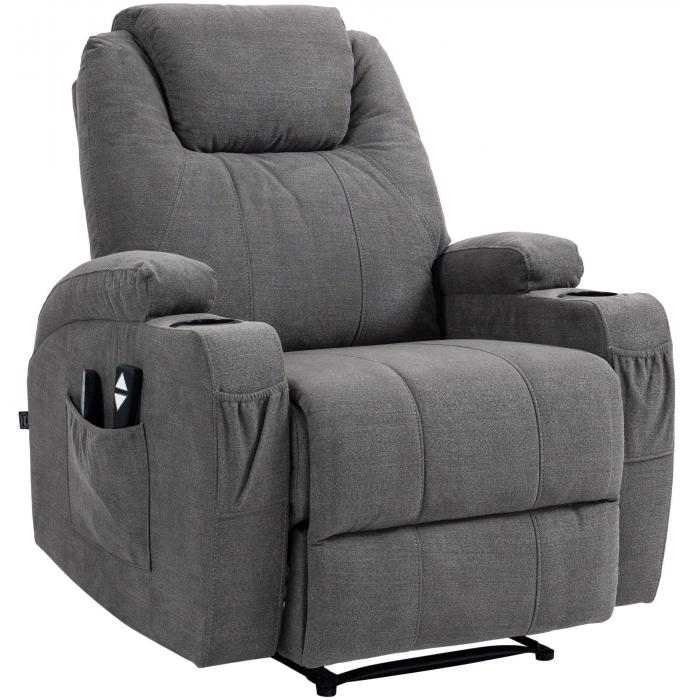 Sessel HLO-CP3 mit Massagefunktion Stoff ~ dunkelgrau