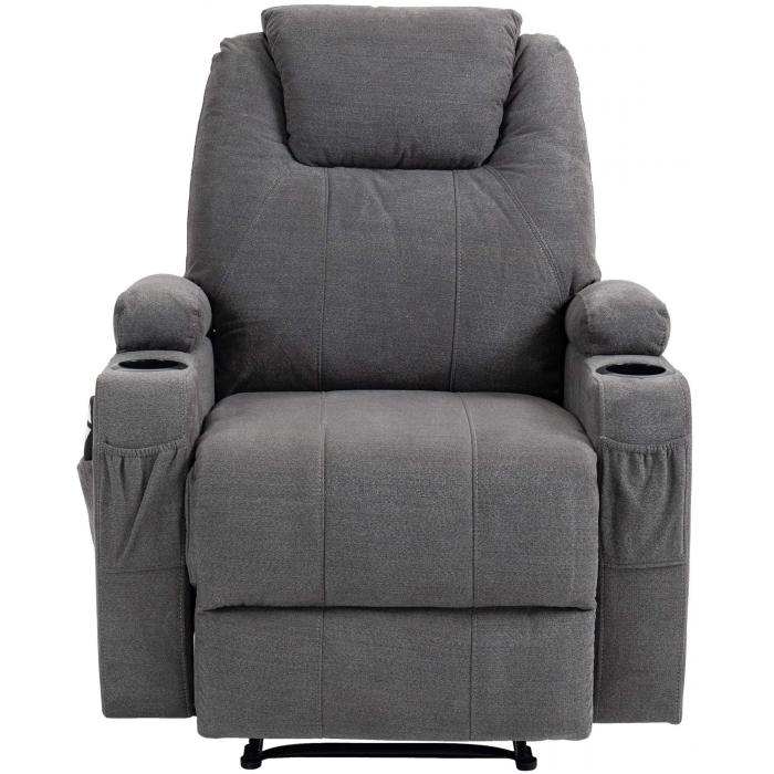 Sessel HLO-CP3 mit Massagefunktion Stoff ~ dunkelgrau