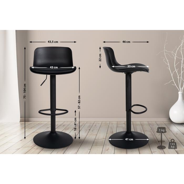 2er Set Barhocker HLO-CP222 Kunstleder ~ schwarz