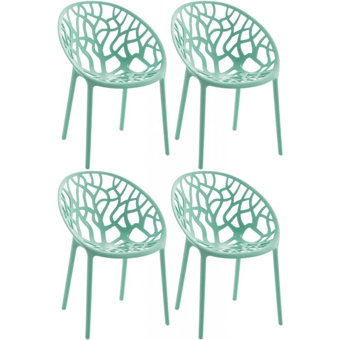 4er Set Stuhl HLO-CP31 ~ hellgrn