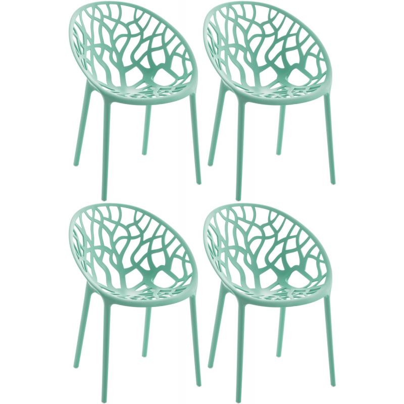 4er Set Stuhl HLO-CP31 ~ hellgrn
