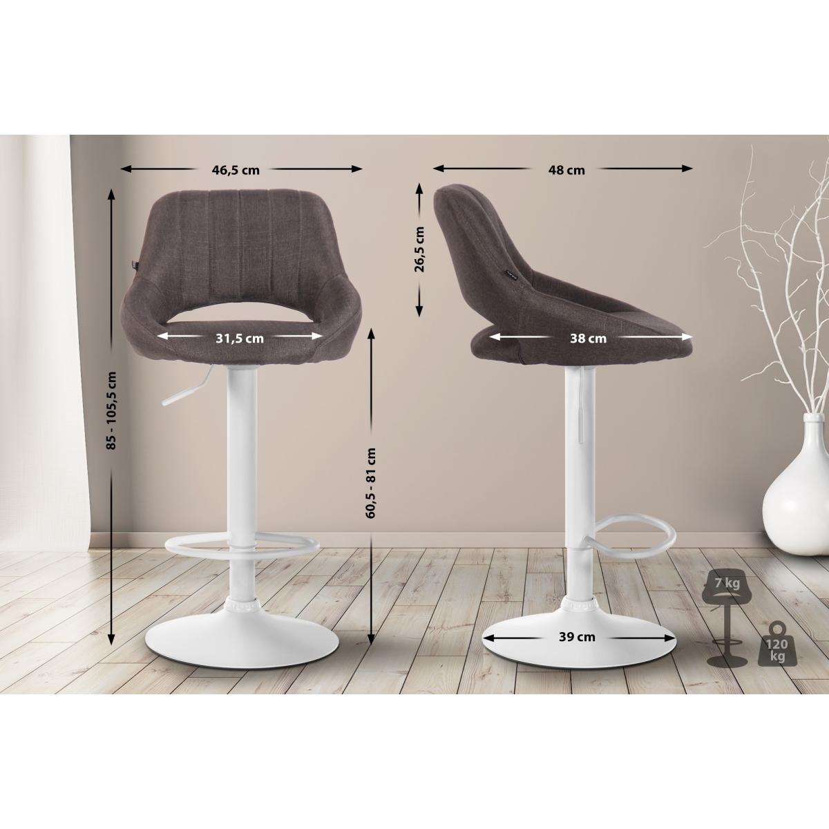 Barhocker HLO-CP279 Stoff wei ~ dunkelgrau