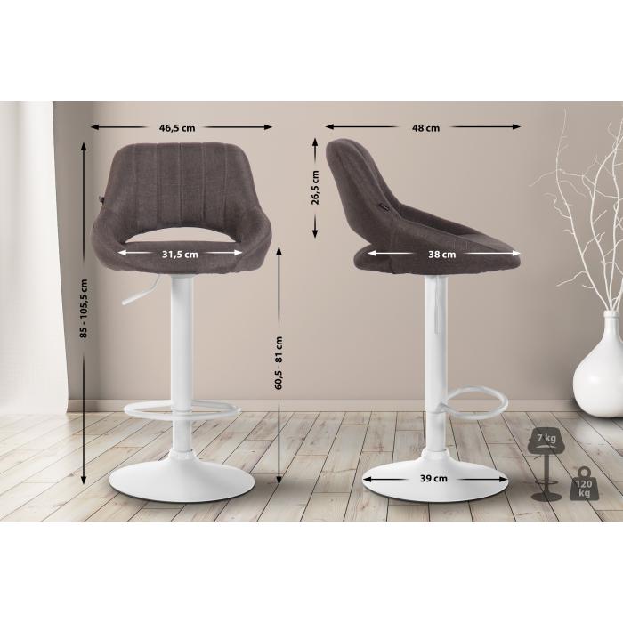 Barhocker HLO-CP279 Stoff wei ~ dunkelgrau