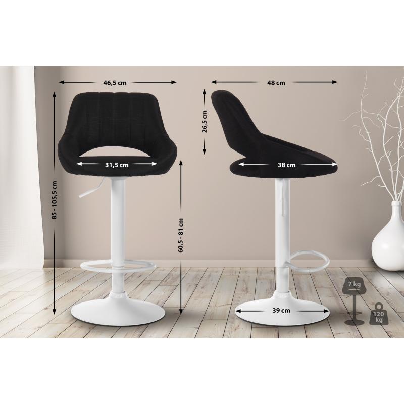 Barhocker HLO-CP279 Stoff wei ~ schwarz